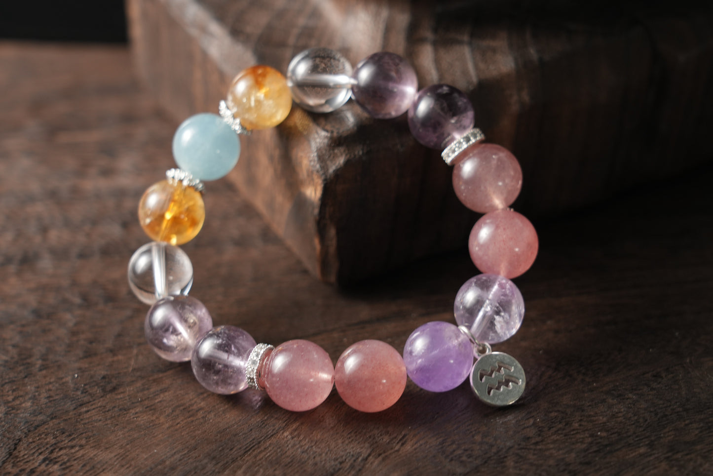Aquarius Zodiac Crystal Bracelet – Handmade Designer Jewelry for Vision and Harmony