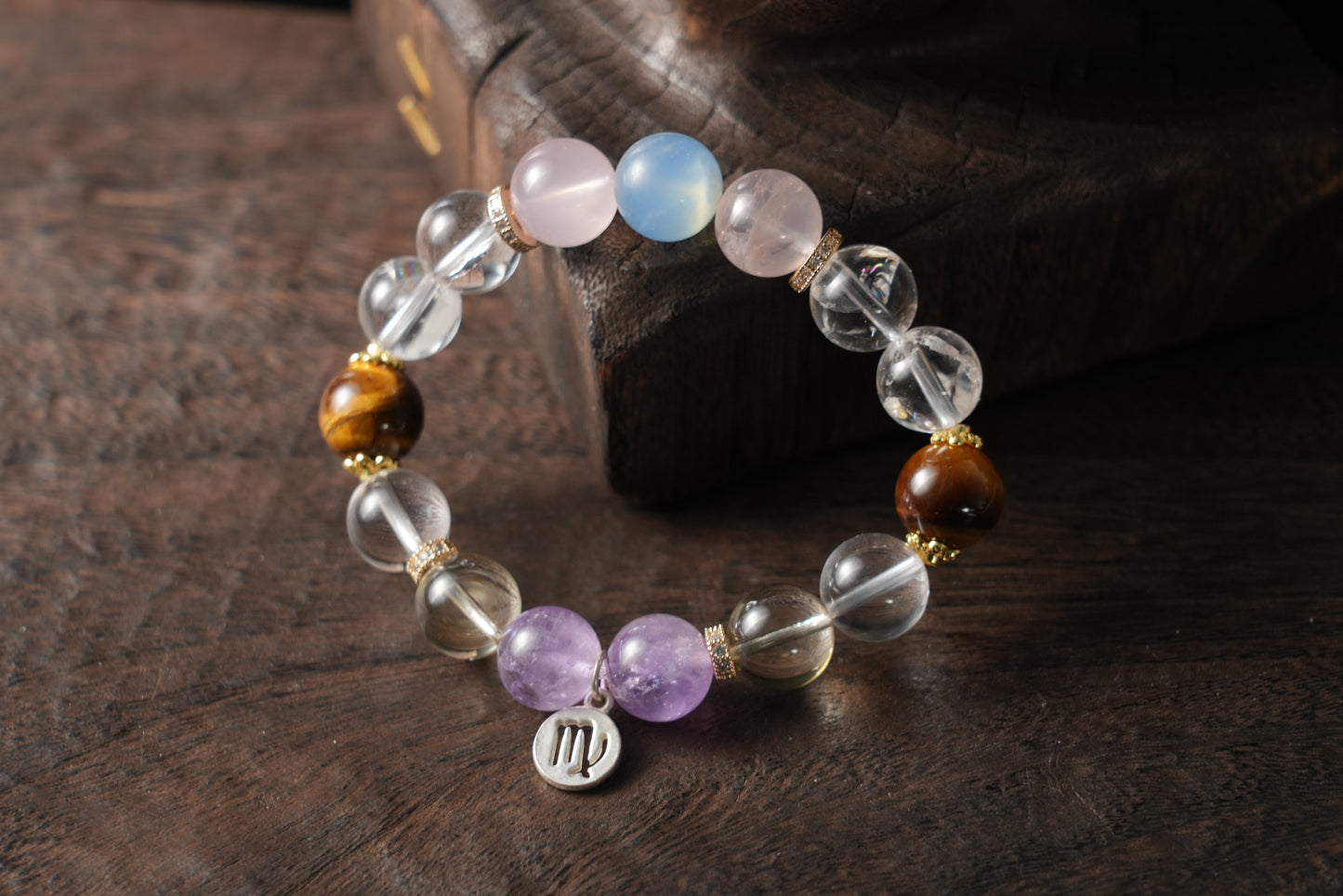 Virgo Zodiac Crystal Bracelet – Handmade Designer Jewelry for Clarity and Healing