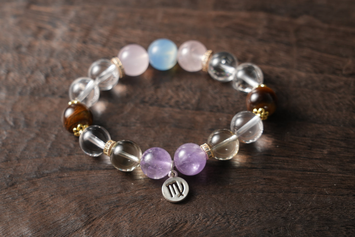 Virgo Zodiac Crystal Bracelet – Handmade Designer Jewelry for Clarity and Healing