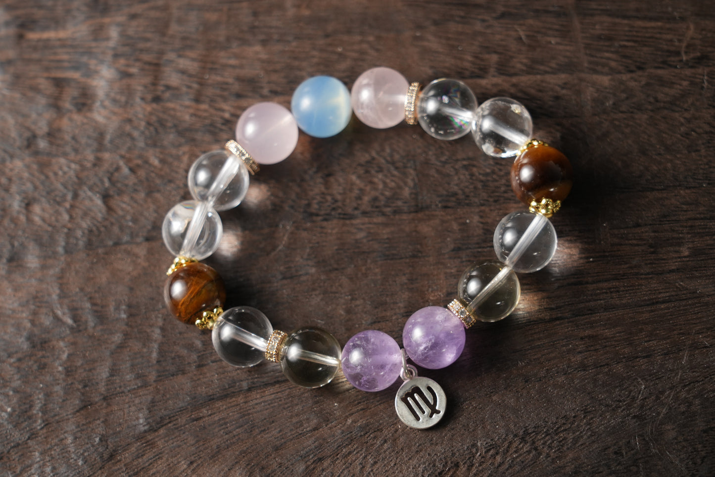 Virgo Zodiac Crystal Bracelet – Handmade Designer Jewelry for Clarity and Healing