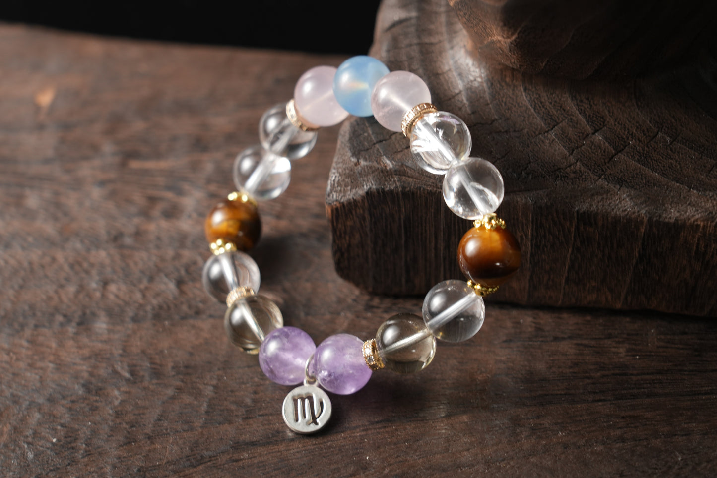 Virgo Zodiac Crystal Bracelet – Handmade Designer Jewelry for Clarity and Healing