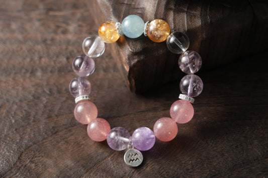 Aquarius Zodiac Crystal Bracelet – Handmade Designer Jewelry for Vision and Harmony