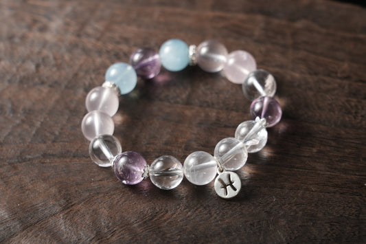 Pisces Zodiac Crystal Bracelet – Handmade Designer Jewelry for Intuition and Compassion